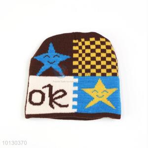 Cartoon Jacquard Knitted Wintre Sports Cap For Children