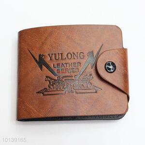 High Quality Brown Leather Men Short <em>Wallet</em> with ID Window Holder