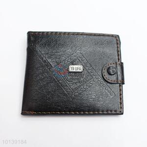 Black Leather Short <em>Mens</em> <em>Wallet</em> with ID Card Holder