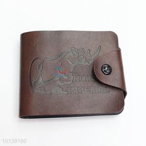 Dark Brown Leather Short <em>Wallet</em> for Men