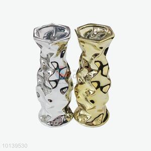 European styled metallic effect ceramic flower vase