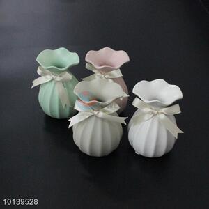 Unique design ceramic flower vase with bow
