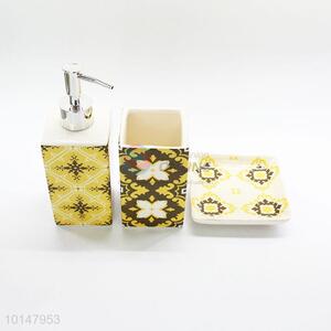 3 Pcs/ Set Fashion Flower Pattern Ceramic Bathroom Toiletries Bathroom Set Dental Kit