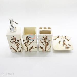 4 Pcs/ Set Exquisite Printed Ceramic Ceramic Bathroom Set Bathroom Supplies Wash Set