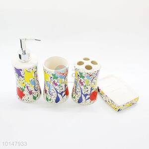 4 Pcs/ Set Fashion Colorful Pattern Ceramic <em>Bathroom</em> Toiletries <em>Bathroom</em> Set Dental Kit