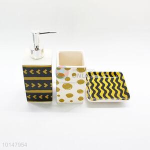 3 Pcs/ Set Modern Pattern Ceramic Bathroom Accessories Sets Hand Sanitizer Bottle+Dental Equipment+Cup+Soap Box