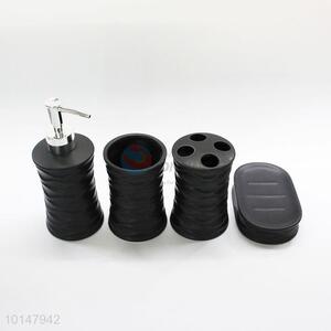 4 Pcs/ Set Black Color Ceramic Bathroom Dental Set Kit Soap Dish Dispenser Bath Accessory
