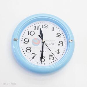 High Quality Modern Style Blue Round Shaped Glass&Plastic Wall Clock