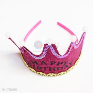 Purple Color Birthday Party Decoration Printed Crown Shaped Hairband