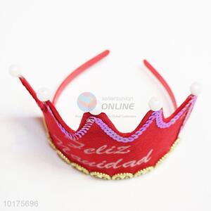 Cute Red Party Decoration Printed Crown Shaped Hair Headband