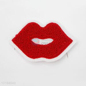 Popular Sexy Red Lip Shape Patch Towel Embroidery Badge