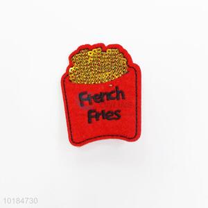 Wholesale Cheap Self-Adhesive French Fries Embroidery Patch