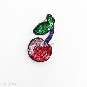 Latest Design Embroidery Sequins Cherry Patch for Clothes