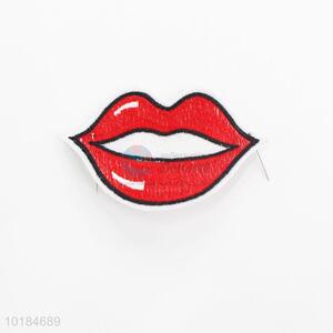 China Factory Red Lip Shape Embroidered Patches