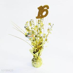 Foil Table Centerpiece with Number 18 for Birthday Party