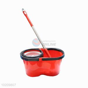 Red Plastic Mop with Bucket Holder