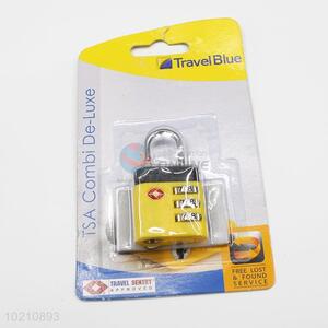 Exquisite Yellow Color Luggage Metal Code 3 Dial Digit Password Lock Padlock