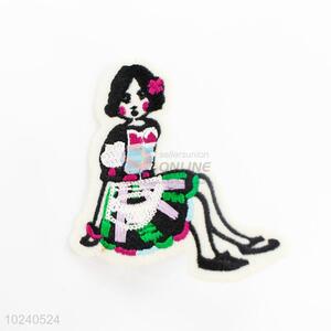 New arrival girl shape embroidery badge brooch