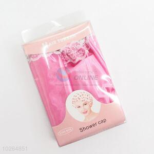 Eco-friendly Pink Color PVC Waterproof Shower Cap