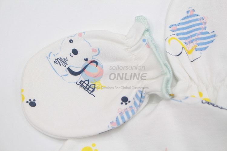 Good quality cute print cotton newborn baby hats&gloves