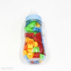 Cheap and High Quality Milk Bottle 55pcs Colorful Building Blocks Toys for Kids