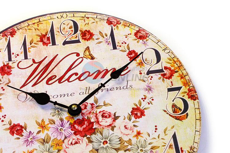 China OEM round printed wall clock for home decor