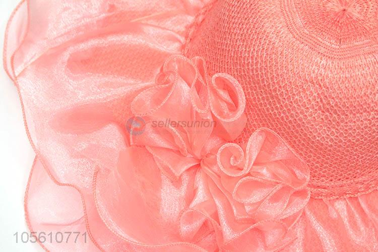 New products women summer beach straw hat with lace