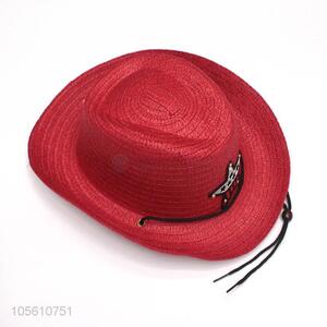 Good quality red children summer billycock summer straw hat