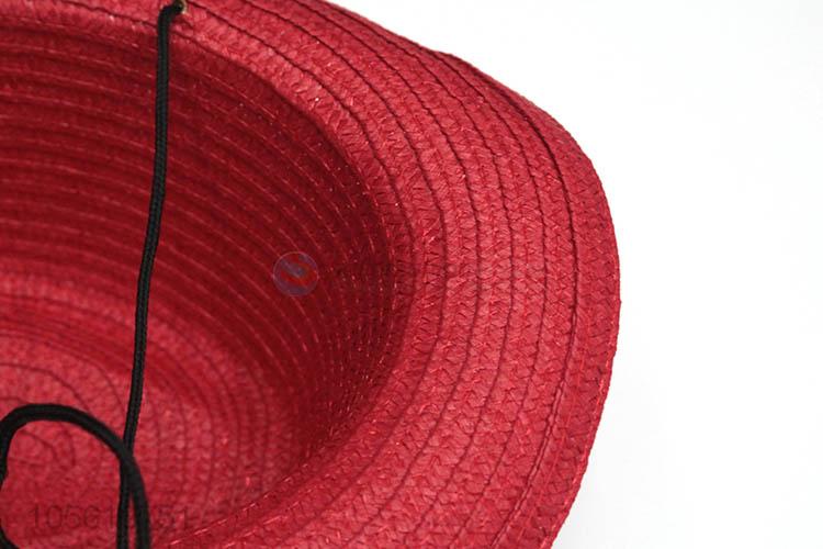 Good quality red children summer billycock summer straw hat
