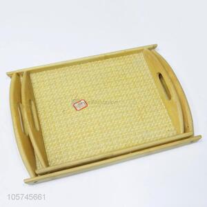 Remarkable quality bamboo serving tray food tray with handles