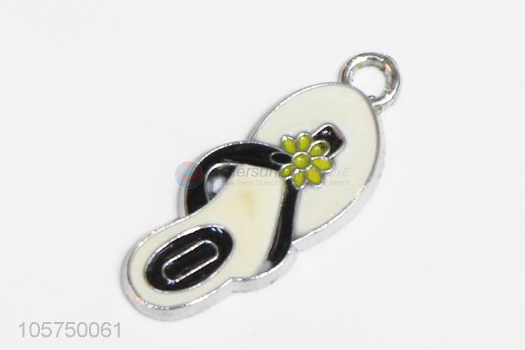 New products zinc alloy key chain enamel flip flops charms diy pendant