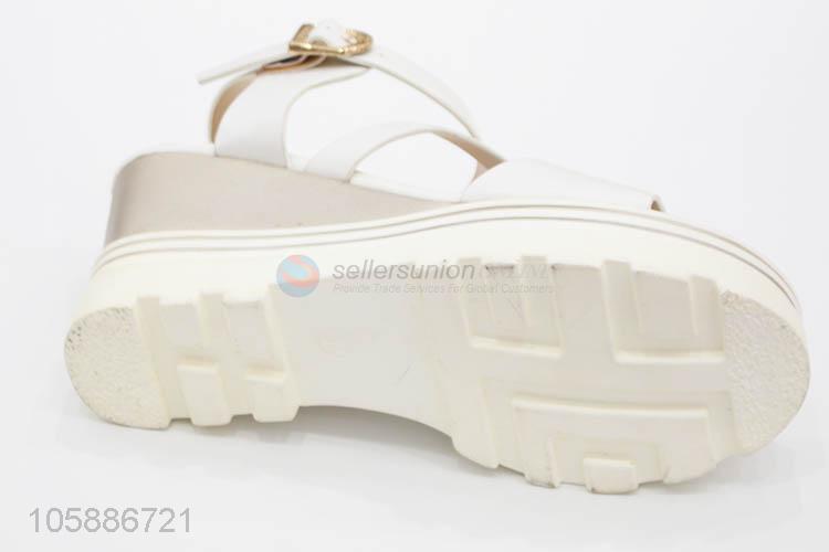 China suppliers women sandals ladies pu slope heel sandals
