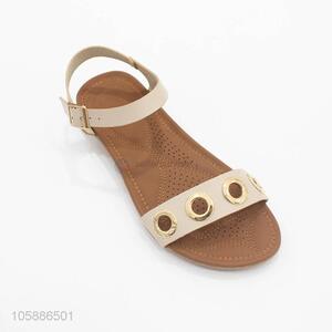 OEM factory fashion women pu leather flat sandals