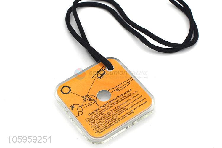 Wholesale sos kit outdoor hiking survival emergency mini signal mirror with whistle lanyard