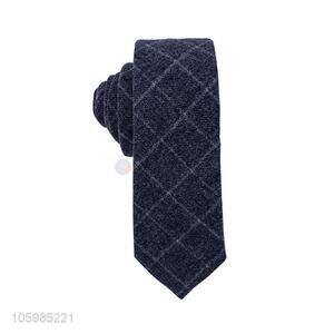 Factory wholesale men's skinny tie plaid wool necktie