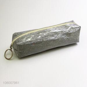 Hot selling school supplies silver glitter pvc pencil bag