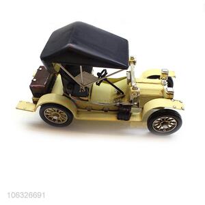 Lowest Price Metal Craft Yellow Vintage Car For Decoration