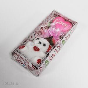 Hot selling valentine's gift plush bear and puffy foam heart set