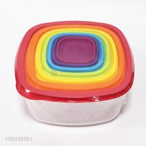 Factory sell 7pcs plastic rainbow transparent food storage preservation box
