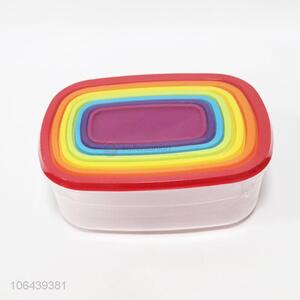 New 7pcs Plastic rectangle rainbow food storage Preservation container box