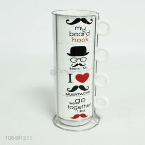 Hot selling fashion moustache decal ceramic mug set
