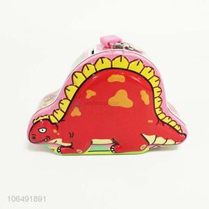Good quality cartoon mini dinosaur tinplate money box