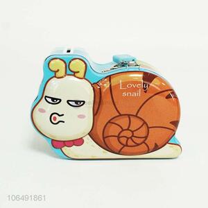 Low price cartoon mini snail tinplate money box