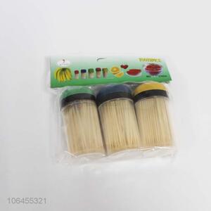 Hot selling daily use 3bottles disposable bamboo toothpicks