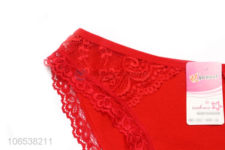 Factory Wholesale Lady Underwear Cotton Panties With Lace Decoration