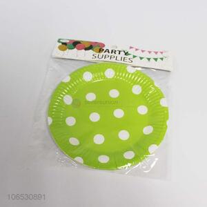 Fashion polka dot printed round paper plates party supplies