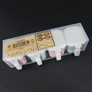 High quality kitchen 4pcs wheat plastic condiment box set