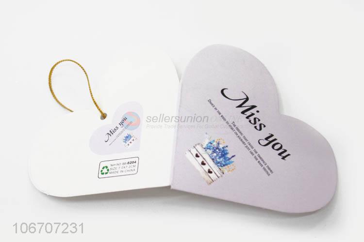 High sales custom logo heart shape paper greeting card