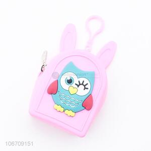 Factory Wholesale Cute Shaped Owl Pattern Small Silicone Silicone Coin Purse