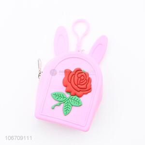 Customized Cute Cartoon Soft Silicone Flowers Coin Purse Pouch